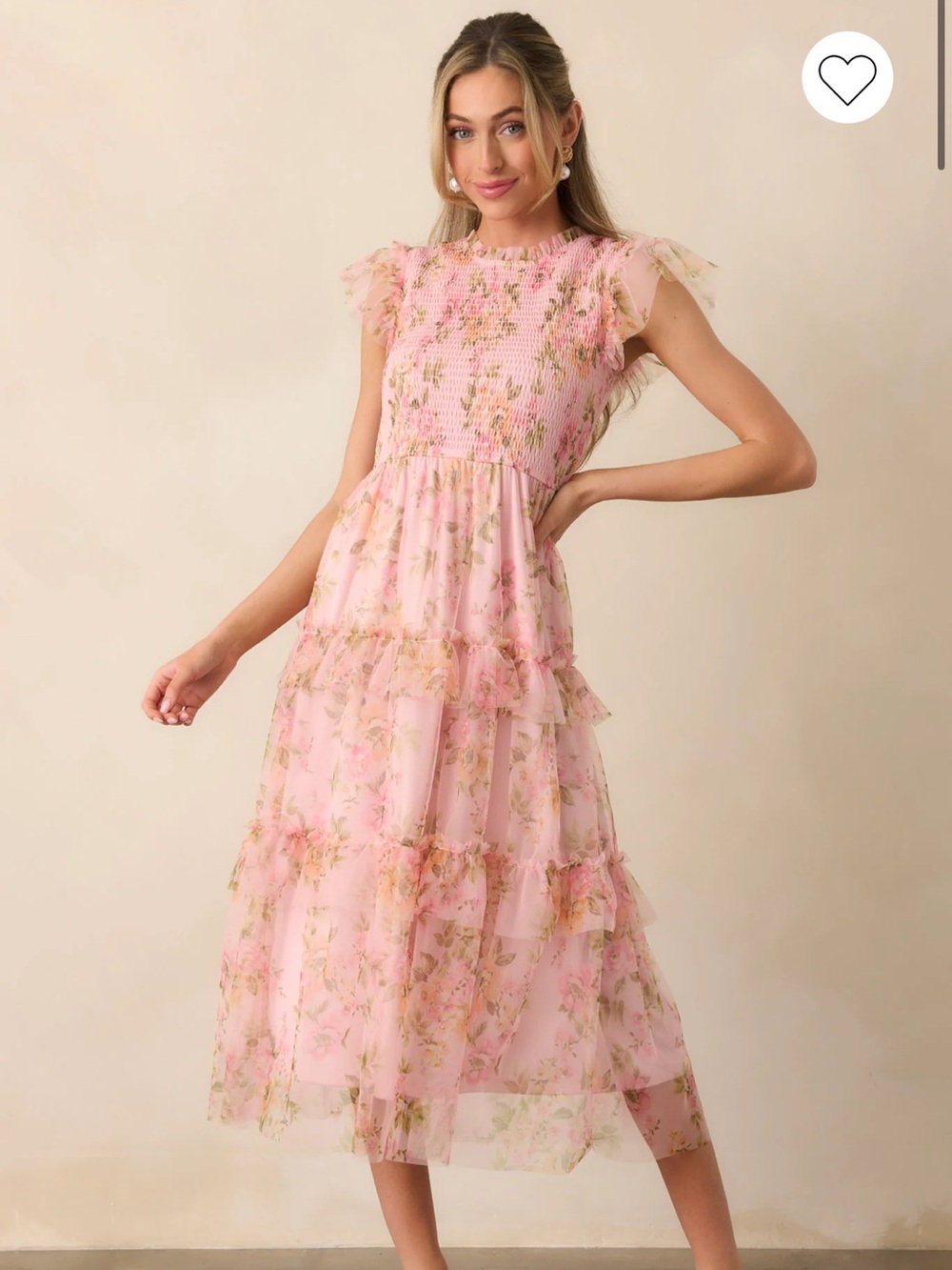 By the River Floral Tulle Midi Dress